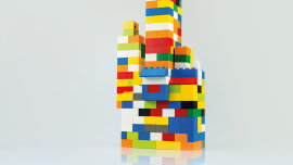 Colorful plastic building blocks isolated