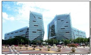 Suasana PJH Office Building (left) and With and Without Shading Devices on The Office Building Facades