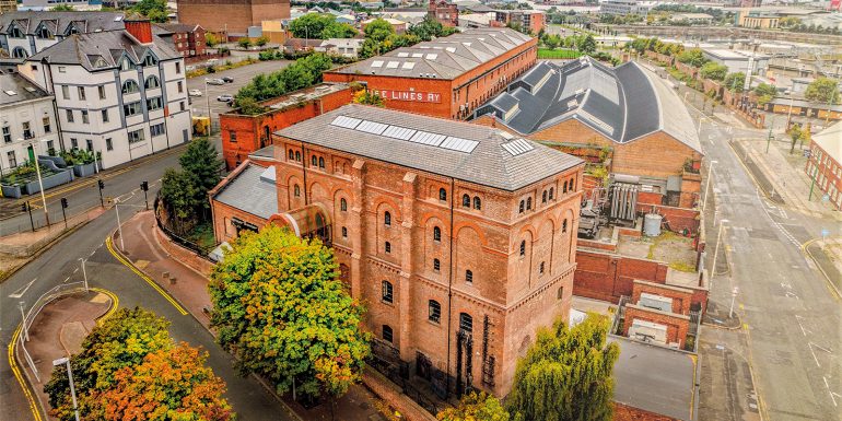 The new roof lights at the three-storey, Italianate-style Grade II listed Shore Road Pumping Station in Merseyside