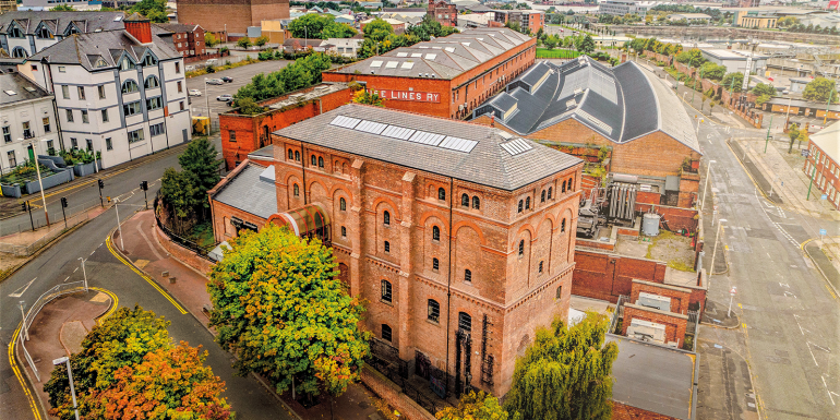   The new roof lights at the three-storey, Italianate-style Grade II listed Shore Road Pumping Station in Merseyside