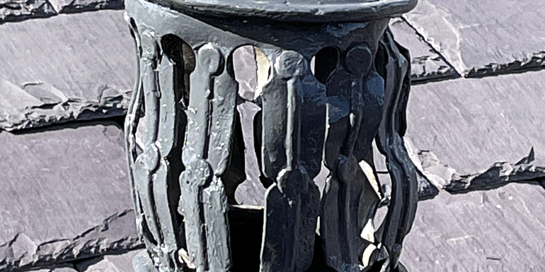Before the renovation, slates were slipping and breaking, and lead was beginning to corrode and crack Before the renovation, slates were slipping and breaking, and lead was beginning to corrode and crack
