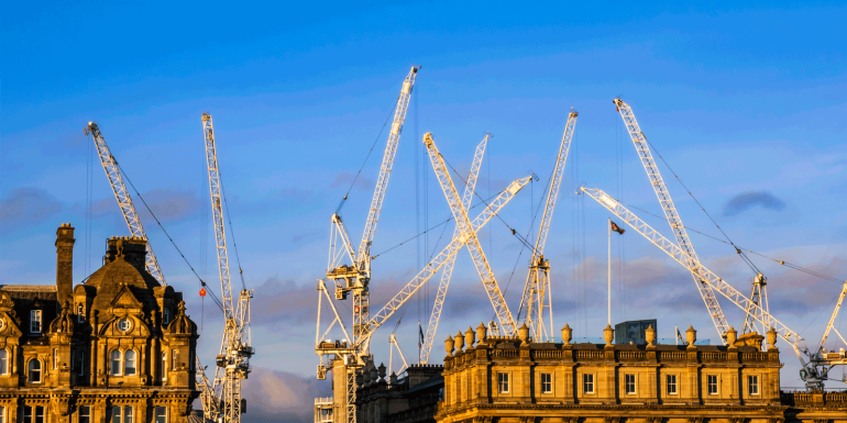 Construction site in Edinburgh Old Town, Scotland - Image credit-iStock-1213255508