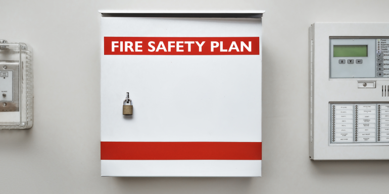 fire safety plan box cabinet building. Credit_shutterstock_2286619157