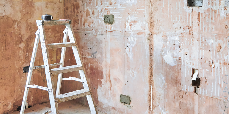 wall refurbishment with ladder. credit_getty - images-1227204280