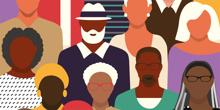 Colorful illustration of diverse people