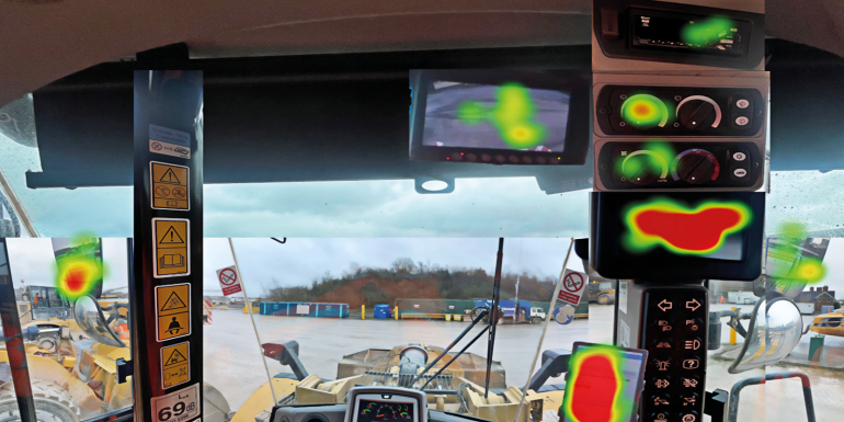 An example of a driver’s eye-tracking shown as a heat map