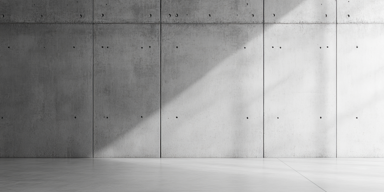 Minimalist concrete wall with soft lighting.CREDIT_shutterstock_2520423781