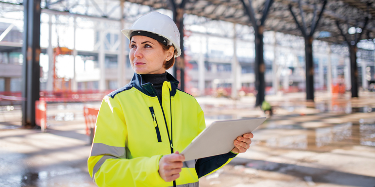 construction worker with tablet. CREDIT_shutterstock_1627547461