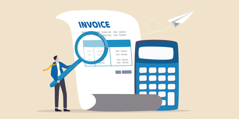 Invoice, bill or total amount to pay for service.CREDIT_shutterstock_2224647013