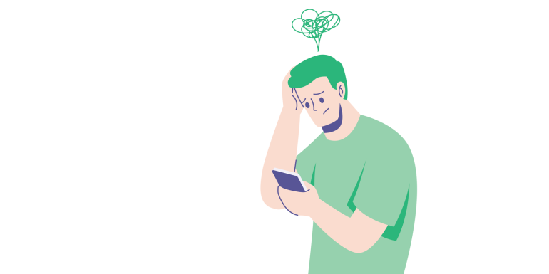 Upset anxious man holding a smartphone in his hand. Sad boy reads bad news on smartphone. Male character looking at smartphone screen. Image credit | shutterstock | 2214069911