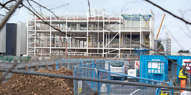 lough, UK. 25th January, 2024. Cadent have demolished their offices at the former Slough Gas Works in Slough, Berkshire and are constructing the foundations for new buildings.Image credit | alamy