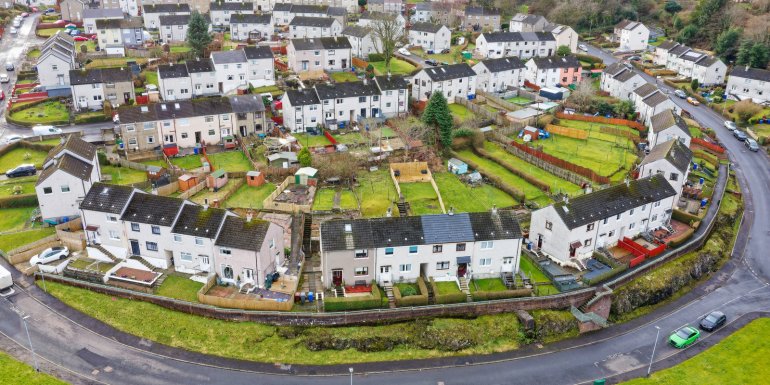 Council flats in poor housing estate with many social welfare issues in Port Glasgow. Image credit | Shutterstock