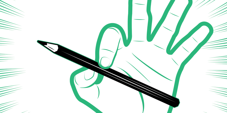 A human hand holding a pencil.CREDIT_istock-1499891545