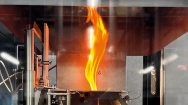 Cone calorimeter test in progress