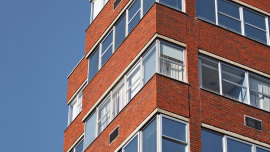 Office tower block circa 1970's in British town.