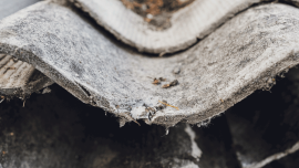 Old and very dangerous asbestos roof. Asbestos dust in the environment. Health problems. Image credit-iStock-1663765377