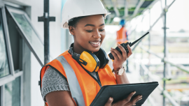 tablet engineer black woman worker planning. CREDIT_shutterstock_2301842267