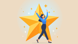 Star employee, success leader or confidence, high performance staff or achievement, evaluation or award winning, quality concept, confidence businesswomen with excellent golden star. Image credit | Shutterstock