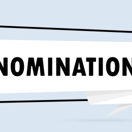 Nomination. Origami style speech bubble banner. Image credit-iStock-1329865439