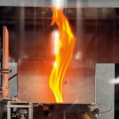Cone calorimeter test in progress