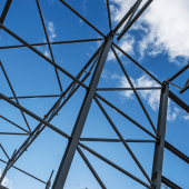 Steel frame structure stock photo.CREDIT_iStock-1206513172